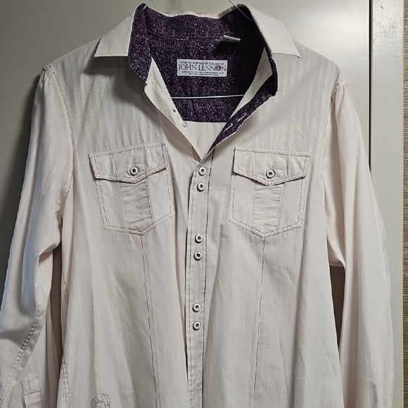 Never Worn John Lennon Light Pink Button-Up Shirt - Picture 1 of 12